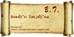 Bokán Tatjána névjegykártya